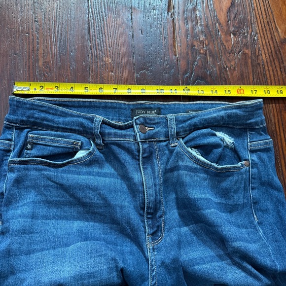 Judy Blue Jeans Womens 18W Blue Distressed Skinny Fit Faded Whiskers Y2K Boho - Picture 5 of 13